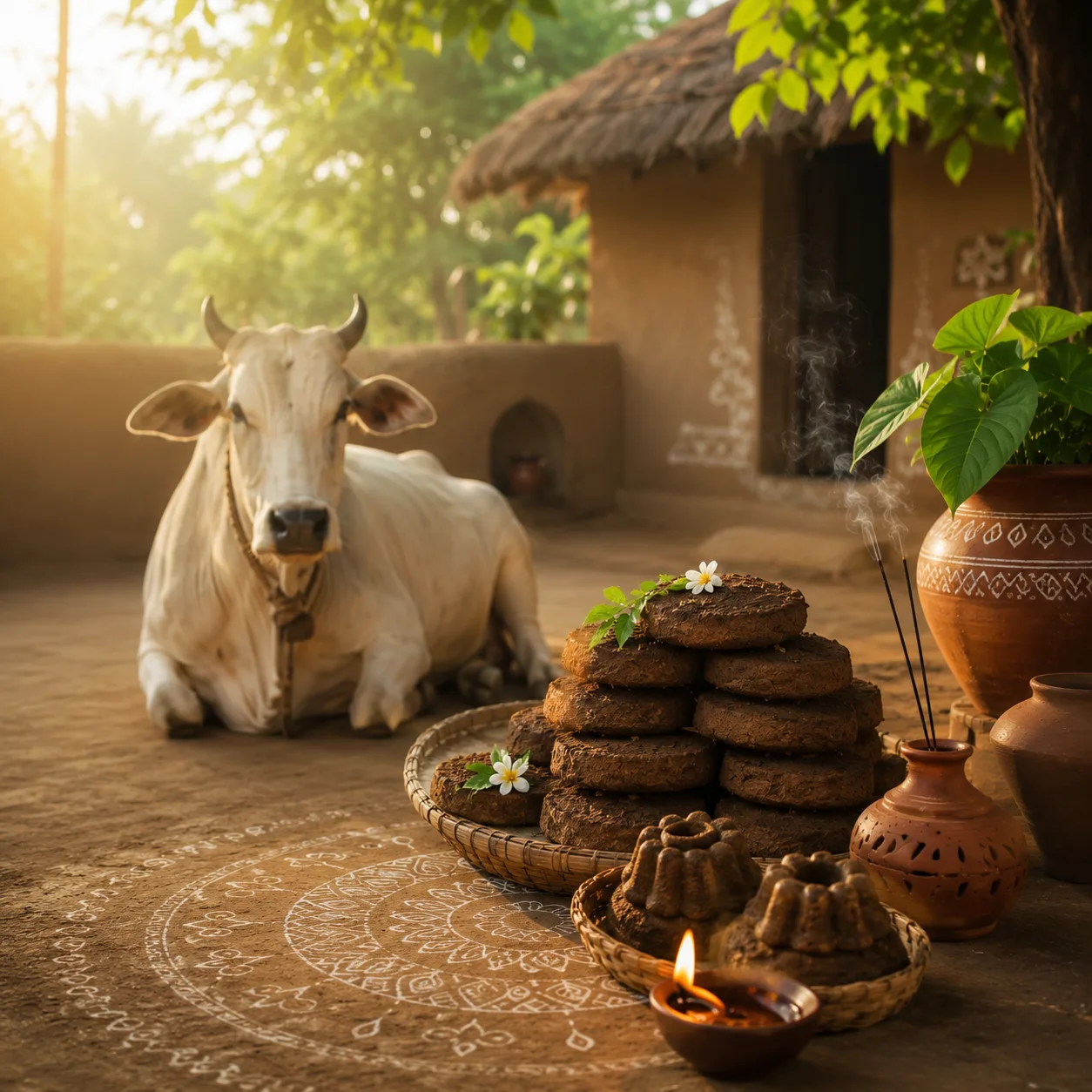 Gomaya — natural cow-dung ingredient used in Panchagavya practice